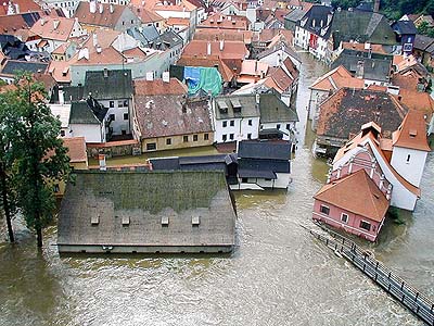 The flood in Cesky Krumlov, 2002