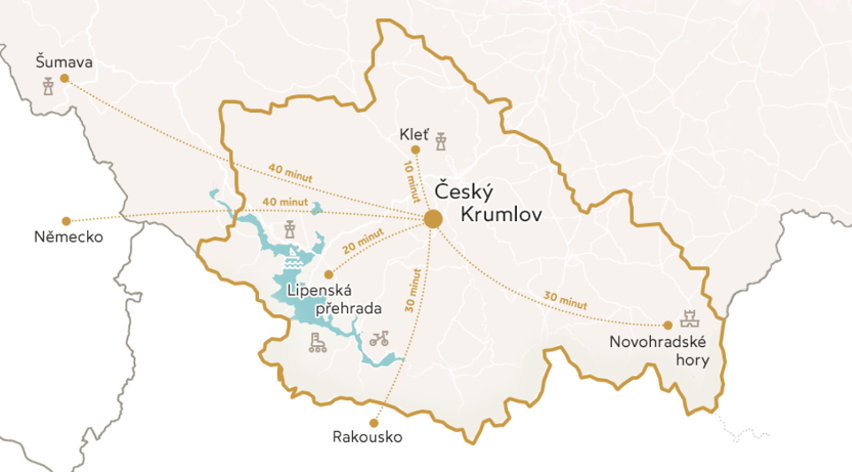 Český Krumlov mapa okolí