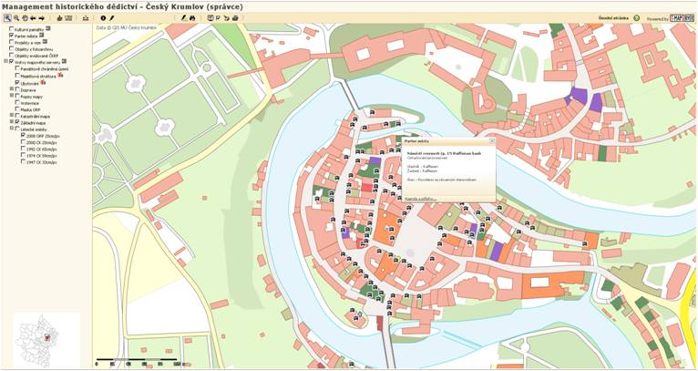 GIS klient pro správce (Mapa pro občany Českého Krumlova)