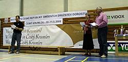 Vyhlášení výsledků - turnaj, foto: Archiv SK Badminton Český Krumlov 