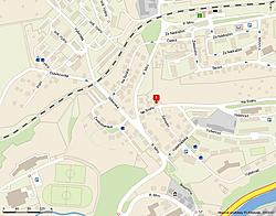 Mapa havárie - ulice Na Svahu, zdroj: www.seznam.cz - mapy 