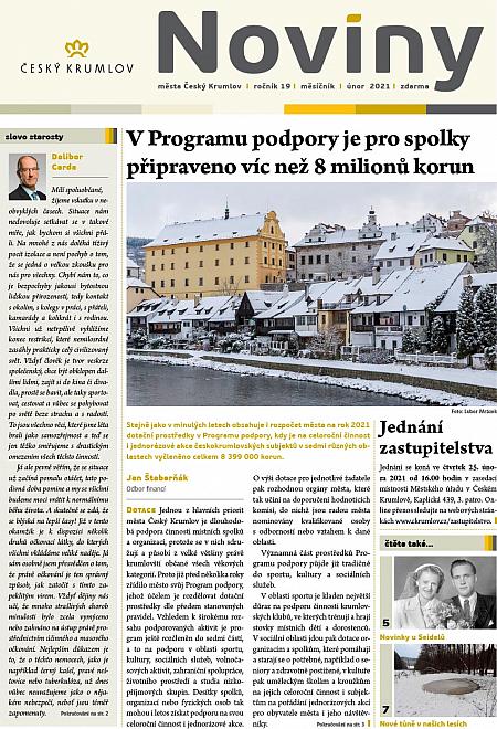 Noviny města Český Krumlov, únor 2021, titulní strana