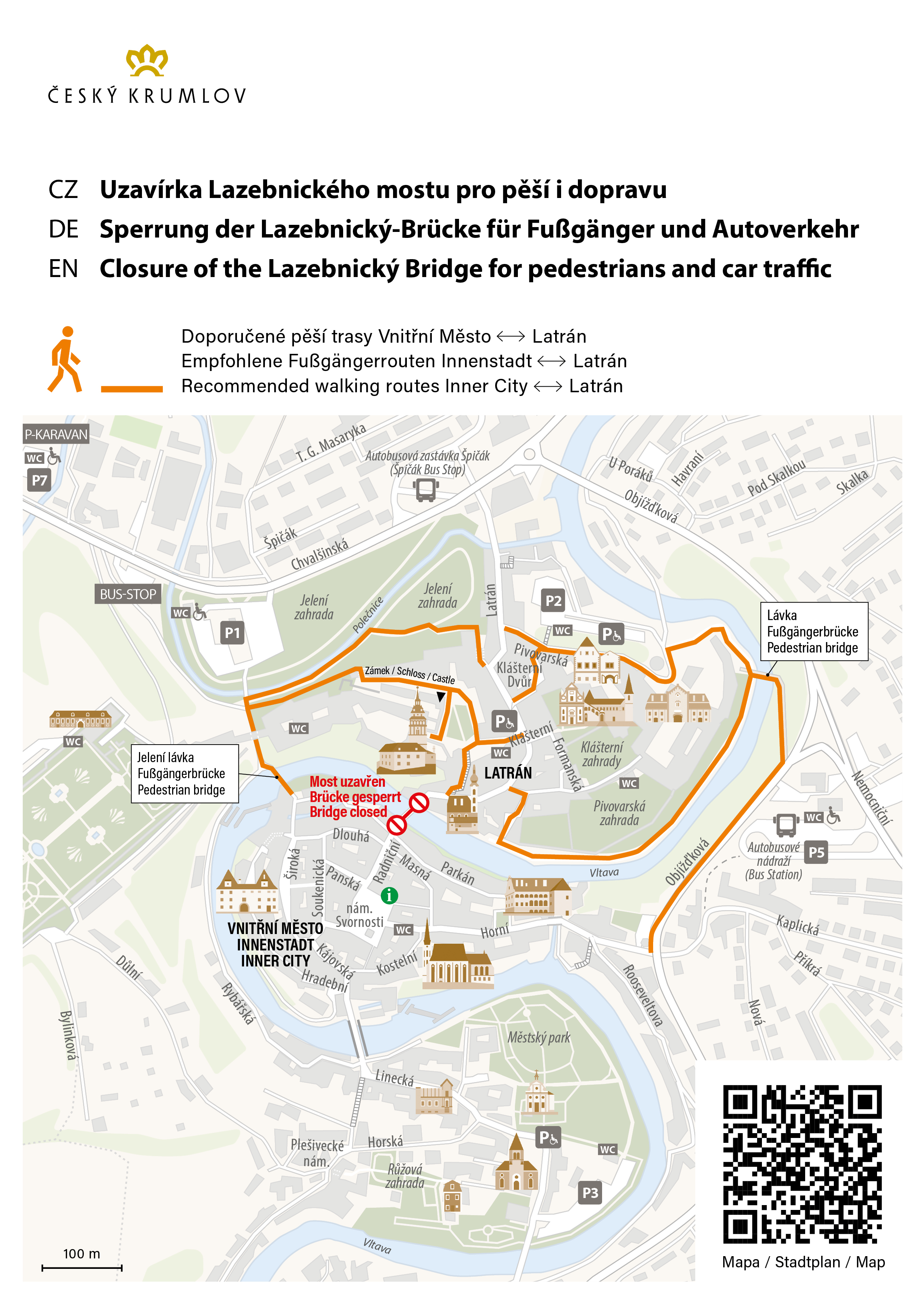 Mapa uzavírka Lazebnický most, zdroj: oKS