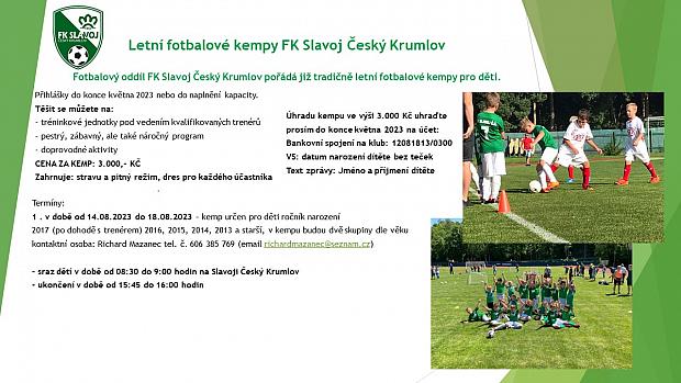 Letní kempy FK Slavoj Český Krumlov 2023